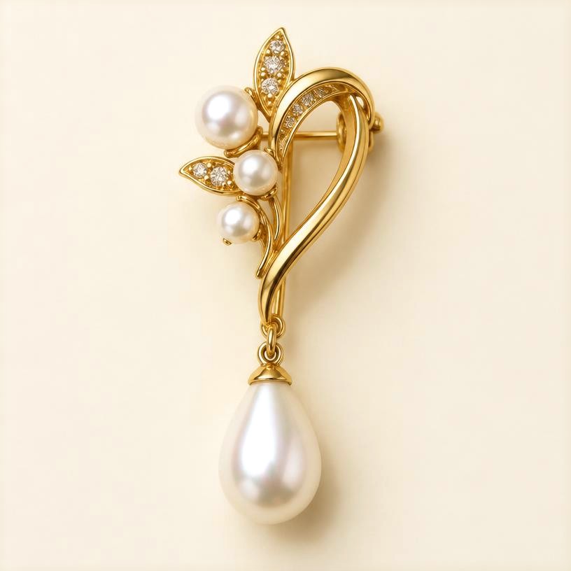 Pearl Drop Brooch