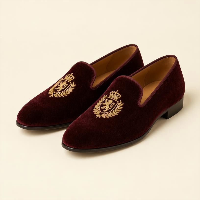 Maroon Velvet Loafer