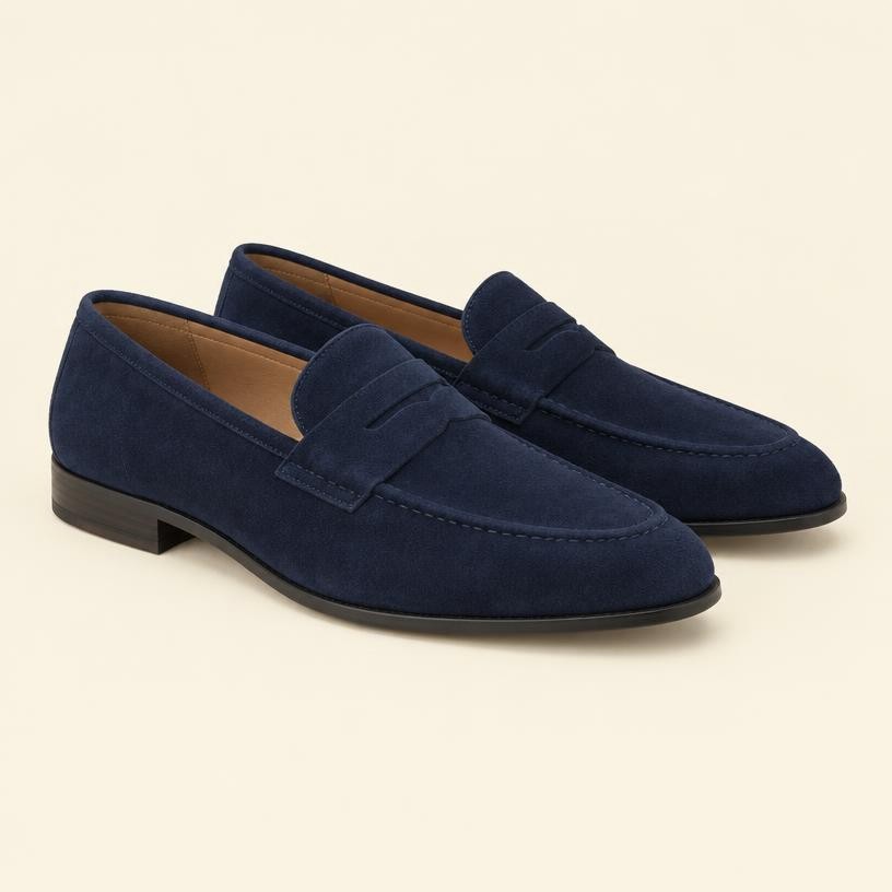 Navy Suede Loafer