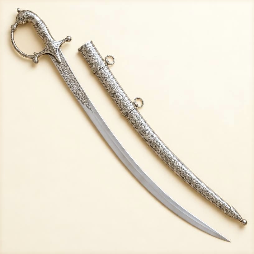 Silver Engraved Talwar